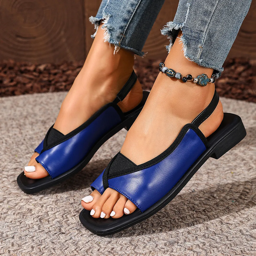 Breakj Breakj Sandals Women 2025 Summer New Large-Size Sandwich Toes Behind The Empty Fashion Thick Heel Low-Heeled Sandals Tide