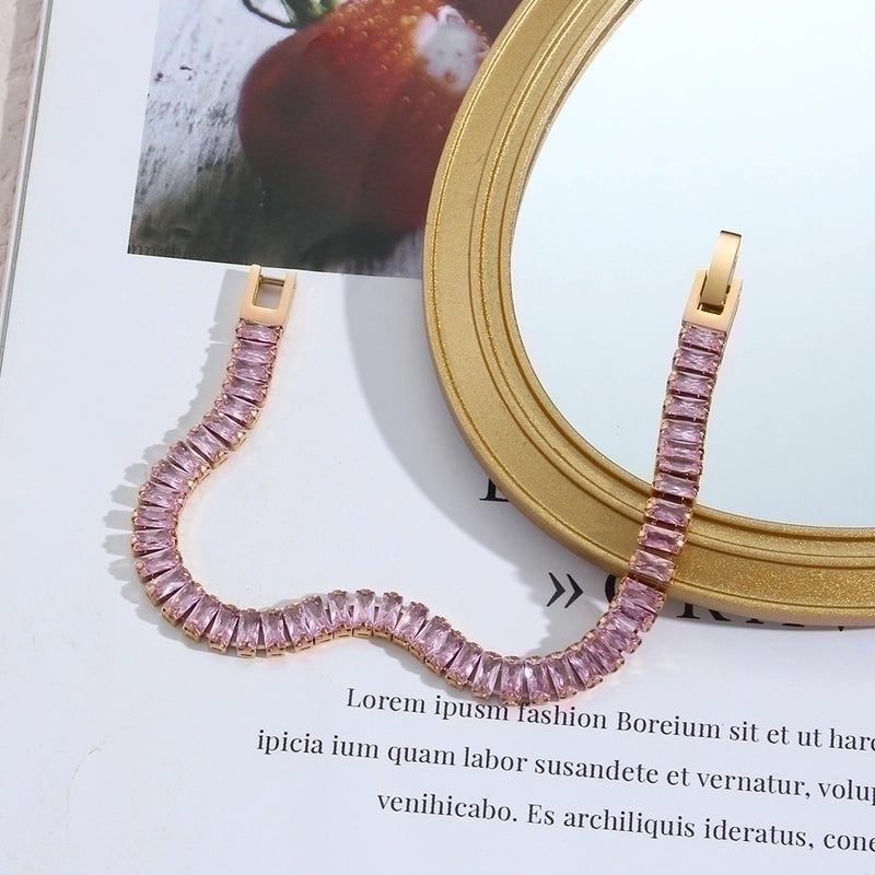 Roman Style Stainless Steel Plating Inlay Zircon 18k Gold Plated Bracelets