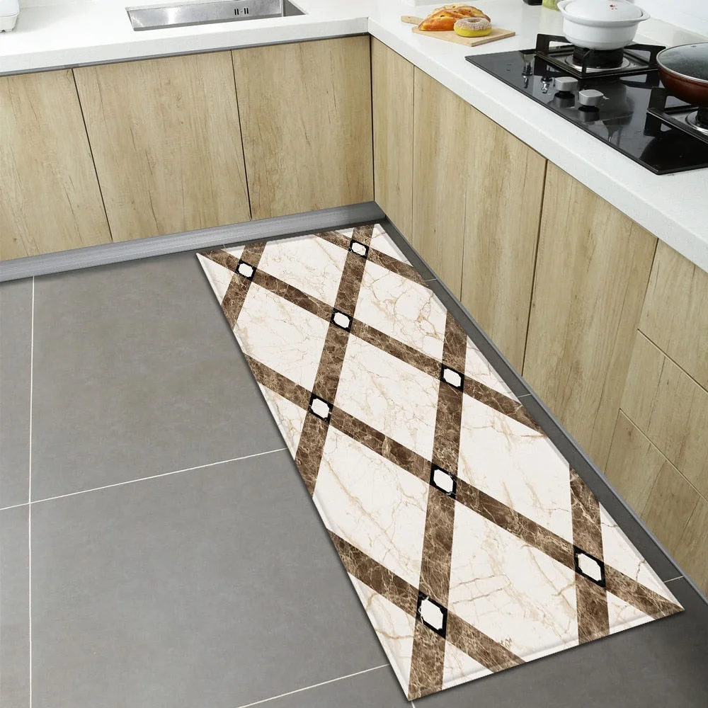 Nordic Kitchen Carpet Home Entrance Doormat Bedroom Bedside Living Room Decoration Rug Hallway Balcony Bath Anti-Slip Floor Mat