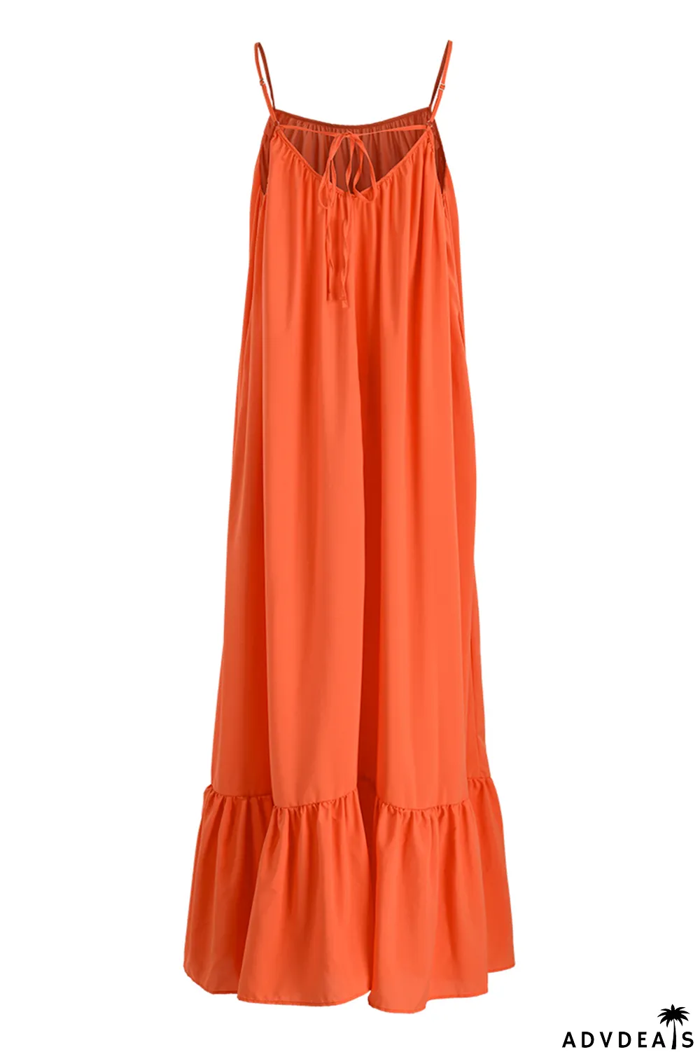 Dark Gray Sexy Casual Solid Backless Spaghetti Strap Loose Sling Dress