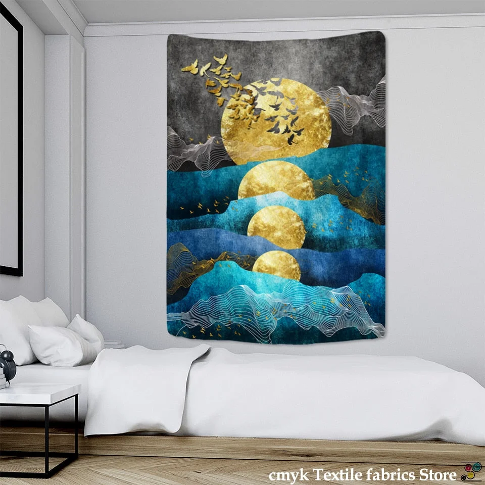 Koi Impression Painting Tapestry Wall Hanging Bohemian Style Hippie Tapiz Witchcraft Psychedelic Home Decor