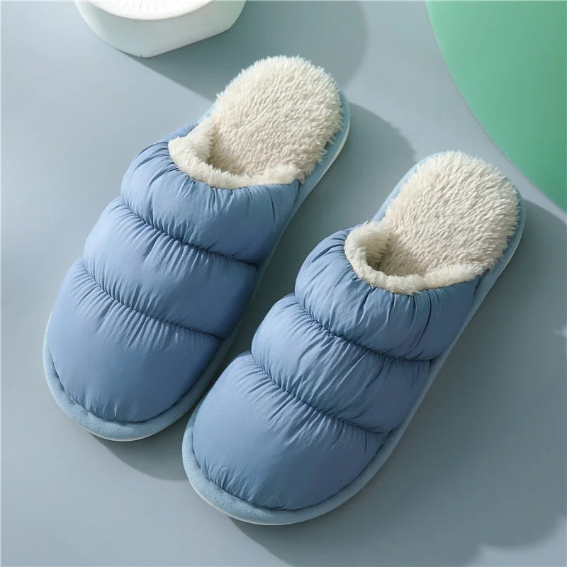 Winter Women Slippers Down cloth Home Slippers Non-Slip Soft Warm House Slippers Indoor Bedroom Lovers Couples Floor Shoes Women
