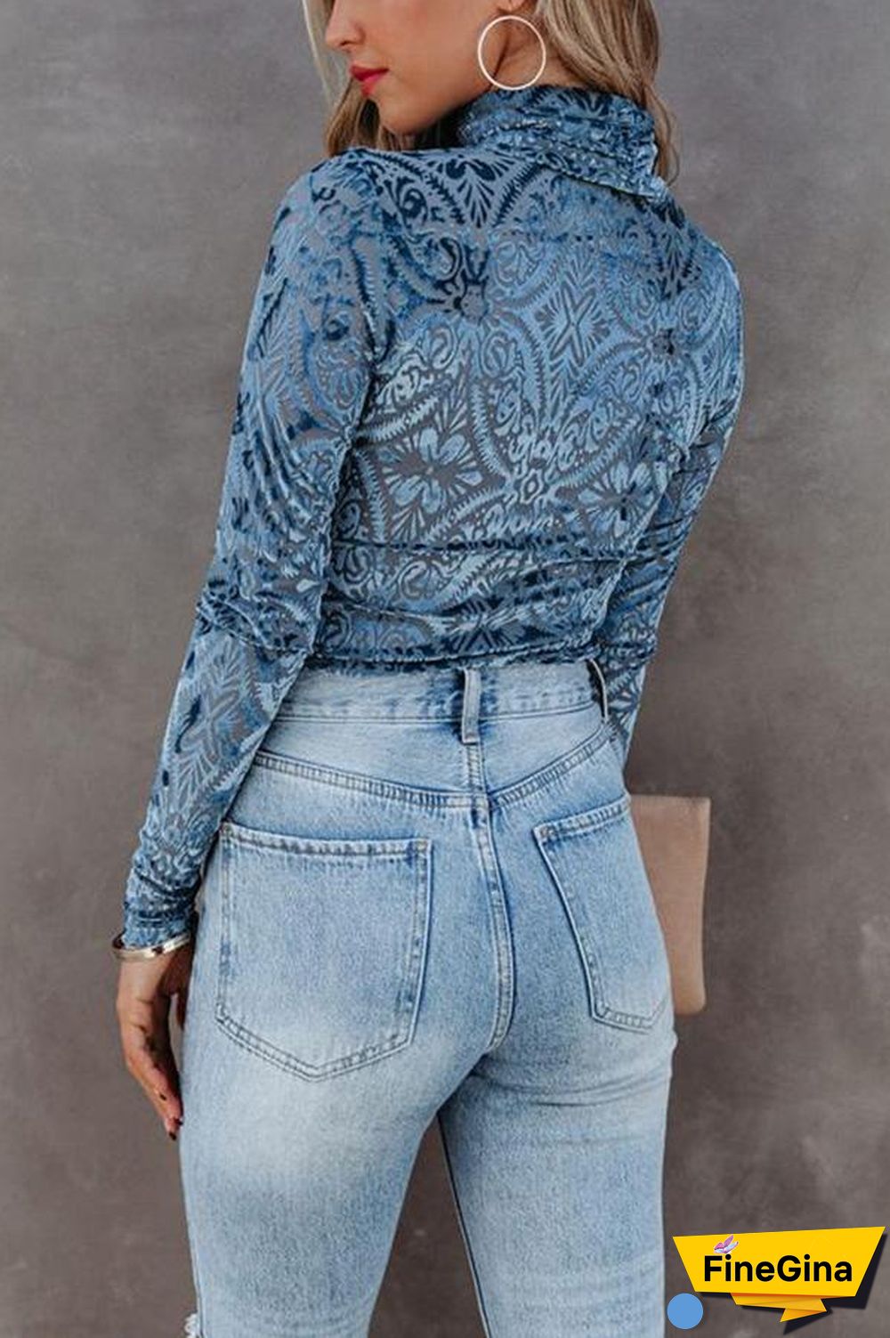 Velvet Burnout Turtleneck Top