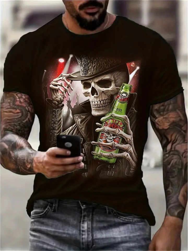 Summer New Tops Men's T-shirt Casual 3D Printing Men's Sports Short-sleeved