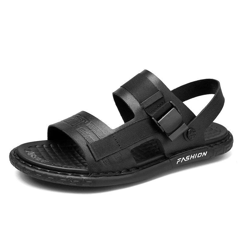 Nine o'clock All-match Trend Men's Sandals Outdoor Leather Casual Beach Shoes Summer Breathable Male Slippers Quality Anti-skid