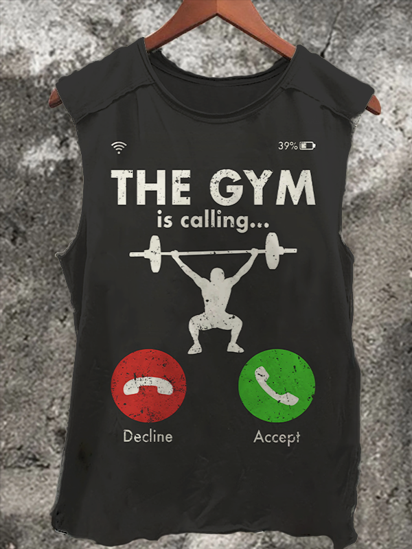 Men's The Gym Is Calling Weightlifting Art Print Tank Top