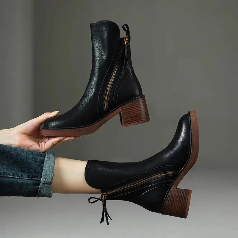 LIVIA - Leather Ankle Boots