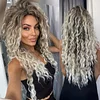 Ombre Ash Blonde Brown Curly Wig Long Wavy