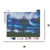 Blue Moon And The Tree  | Full Round Diamond Painting Kits