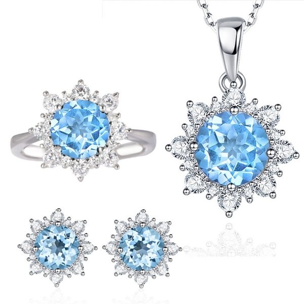 18K Gold 925 Silver Natural Gem Aaa Cz Snowflake Antique Necklace Earrings Rings Christmas Snowflake Jewelry Gift