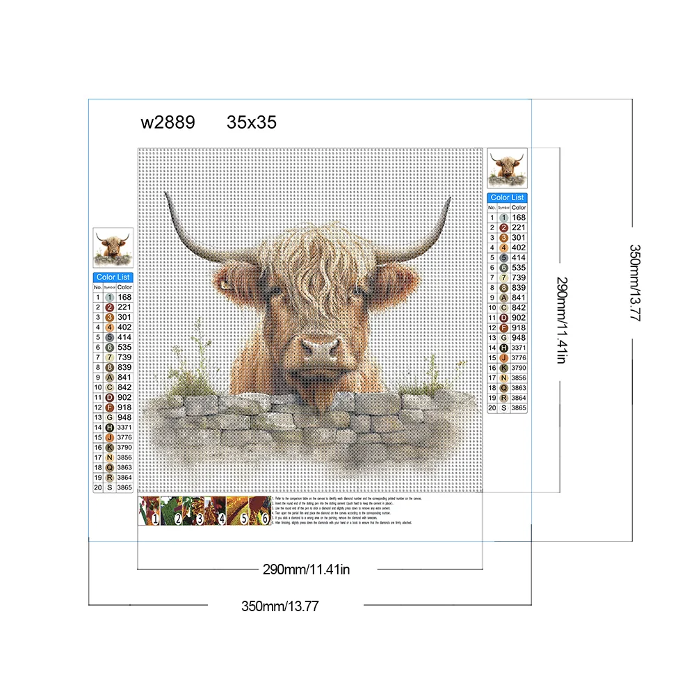 Diamond Painting - Full Round Drill - Highland Cattle(Canvas|35*35cm)