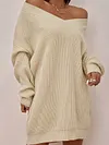 Simple Solid Color V-Neck Loose Long Sleeve Fashion Sweater