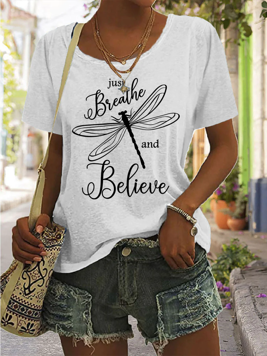 Just Breathe and Believe Dragonfly T-shirt