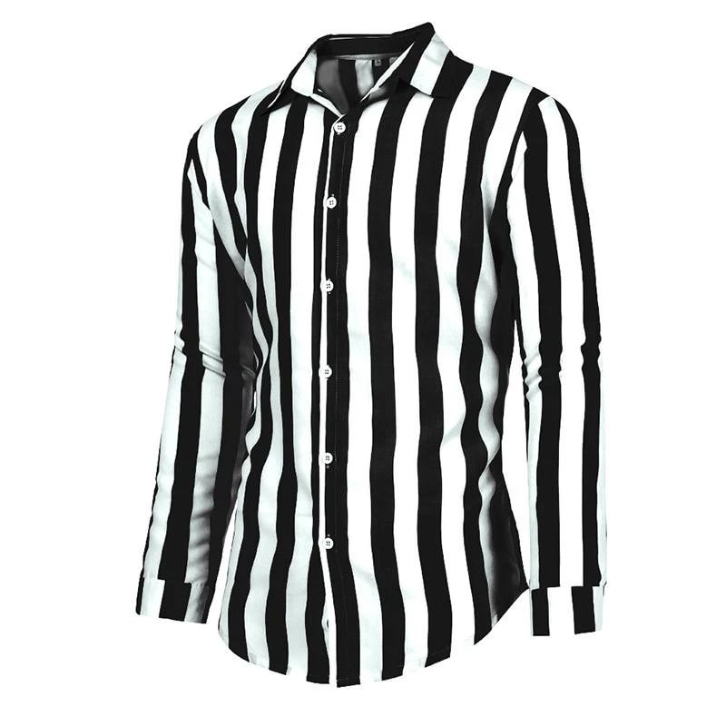 Men's Long Sleeve Striped Casual Shirts - VSMEE