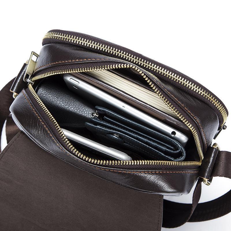 Casual Soft Leather Flip Zipper Shoulder Bag Crossbody Packs