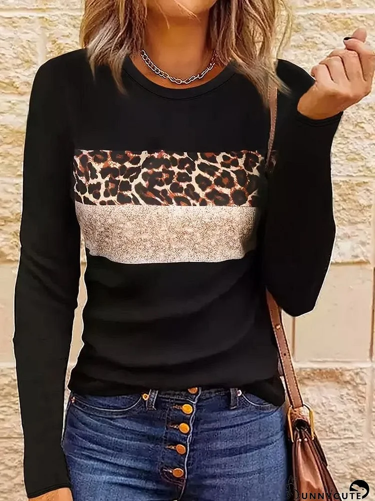 Unique Leopard Print and Glitter T-Shirt