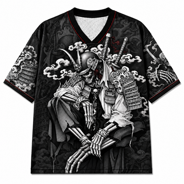 Techwear Skeleton Samurai Short Sleeve Jersey