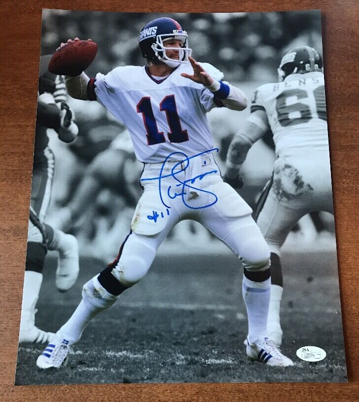 PHIL SIMMS Signed Autographed 11X14 Photo Poster painting N.Y. GIANTS JSA COA