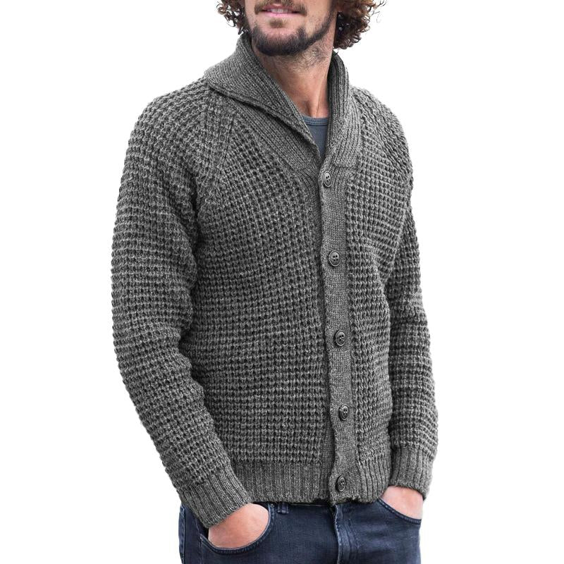 Men's Casual Solid Color Lapel Cardigan 53915985Y