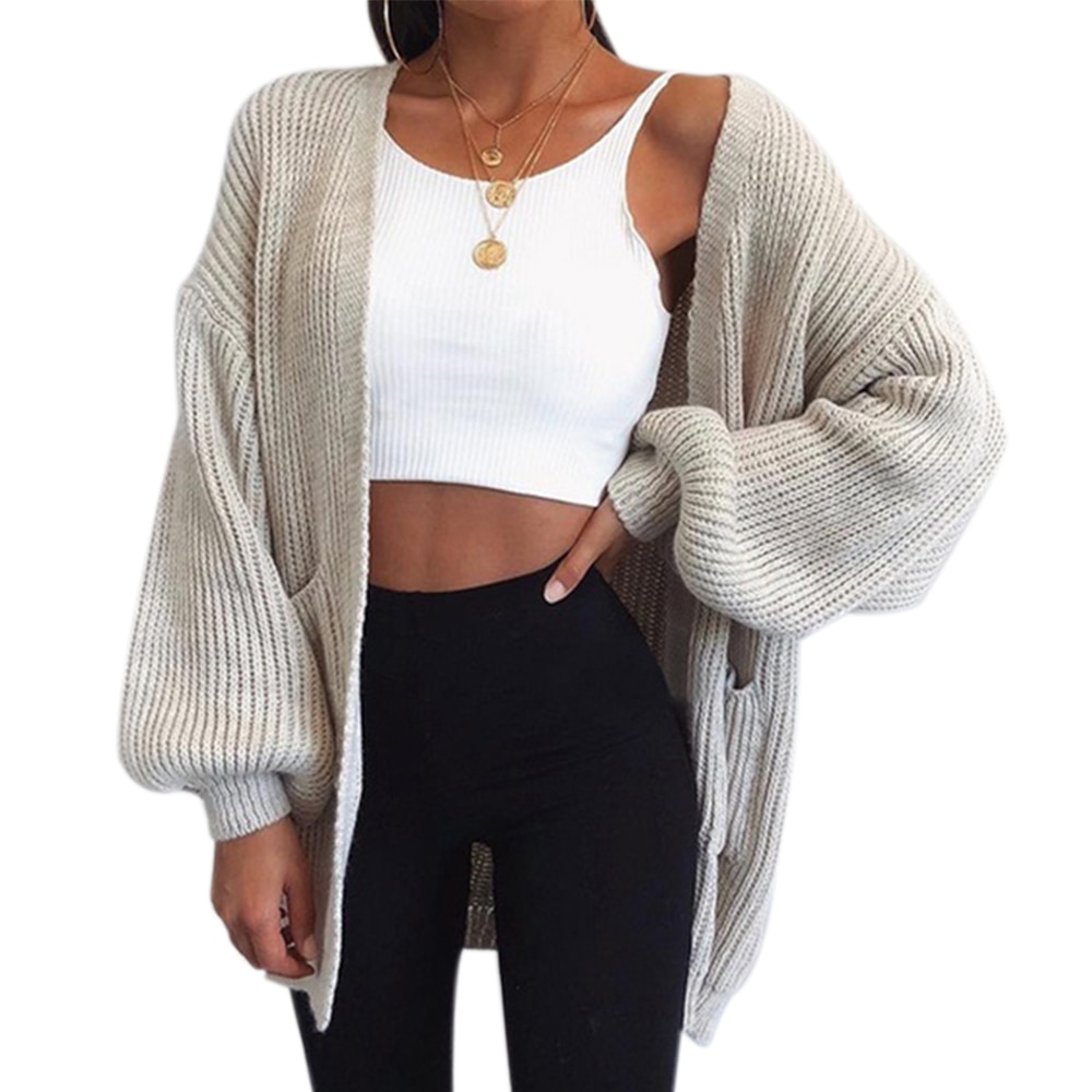 Loose Knitted Cardigan Sweater For Women Stitch Autumn Winter Coat