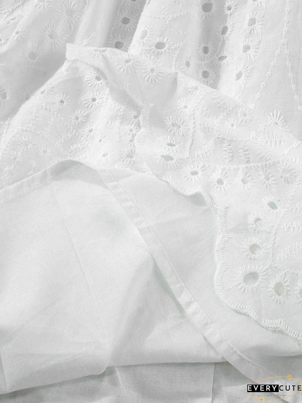 Elegant White Hollow Flutter Mini Dress