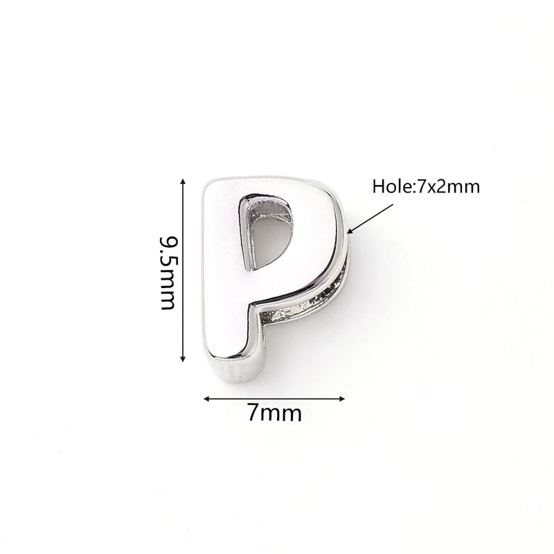 1 Pc/Package 9.5x6mm 9.5×7.5mm 9.5x8mm 7x2mm Copper White Gold Plated Letter Bubble Polished Beads