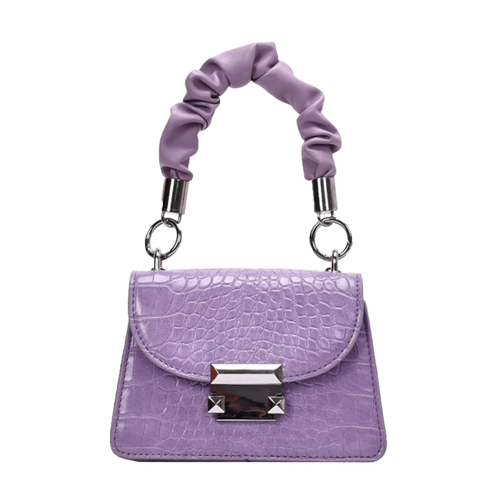 

Alligator PU Shoulder Bags Pleated Totes Chain Mini Crossbody Handbag, Purple, 501 Original