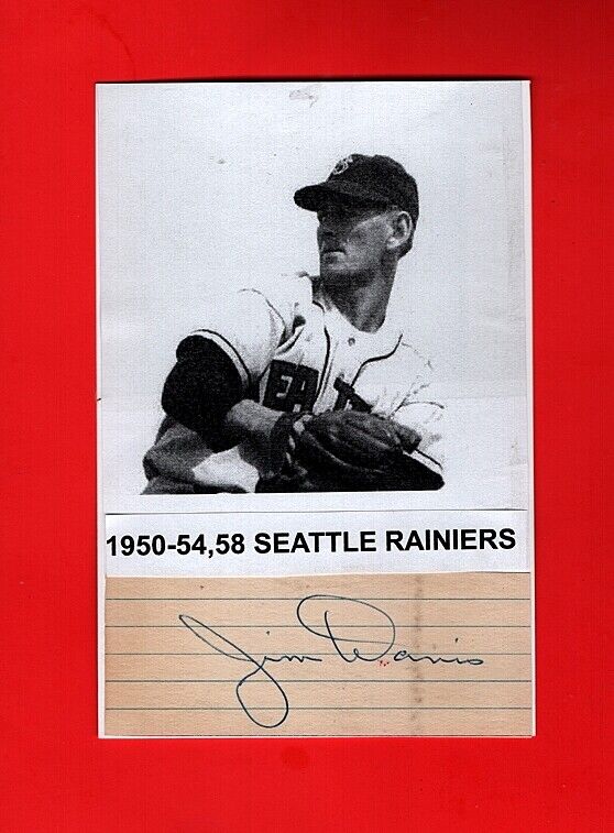 1951 JIM DAVIS-SEATTLE RAINIERS-PCL- 4X6 AUTOGRAPHED CUT W/Photo Poster painting-(d.1995)