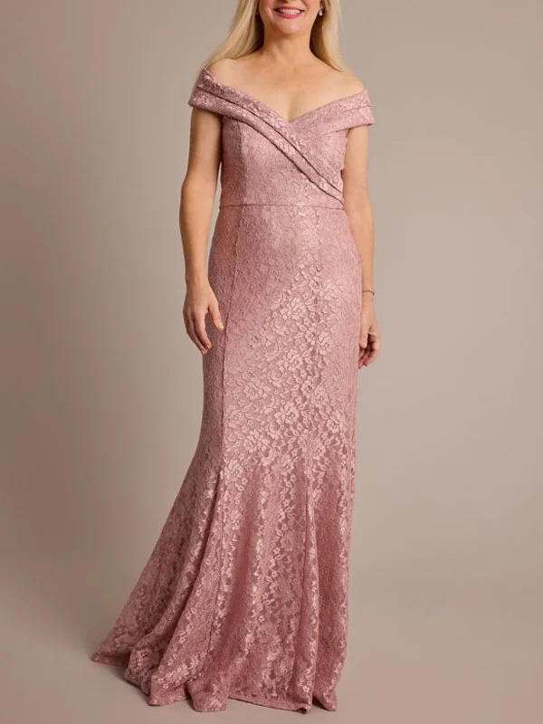Stretch Lace Off-the-shoulder Mermaid Dress