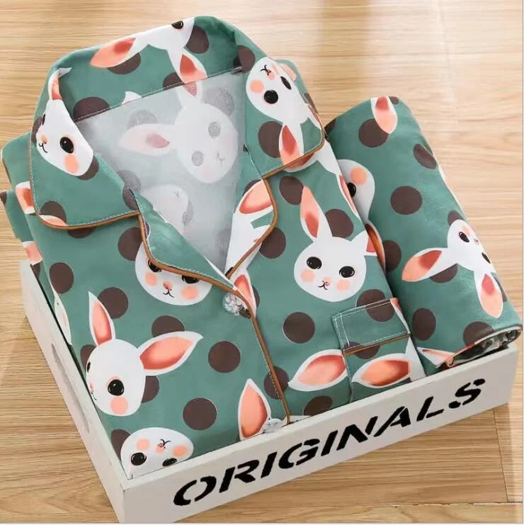 Women Pajamas Set Homewear Viscose Pijama Lingerie for Female V-Neck Long Pyjamas Sleeves Trousers Suit Sleepwear Sets Fashion