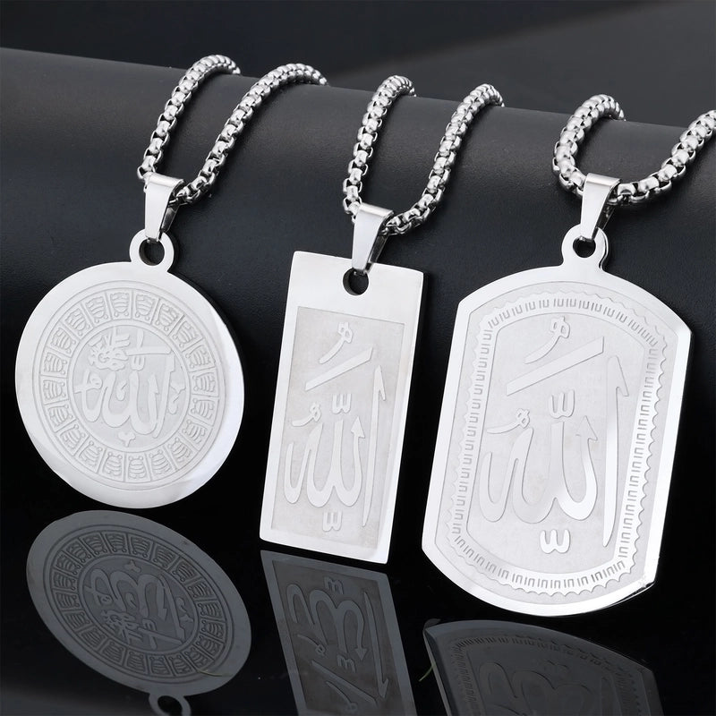 Vintage Style Geometric Muslim Allah 304 Stainless Steel Unisex Pendant Necklace Men Pendant Necklaces3