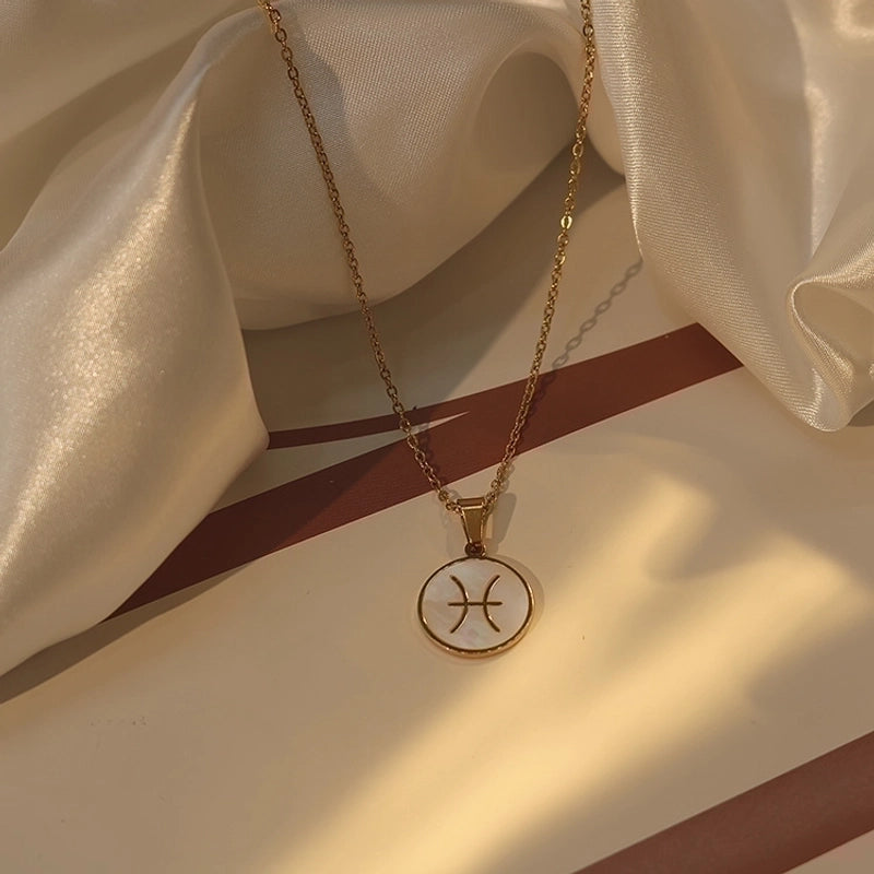 Stainless Steel 18K Gold Plated Basic Plating Constellation Shell Pendant Necklace