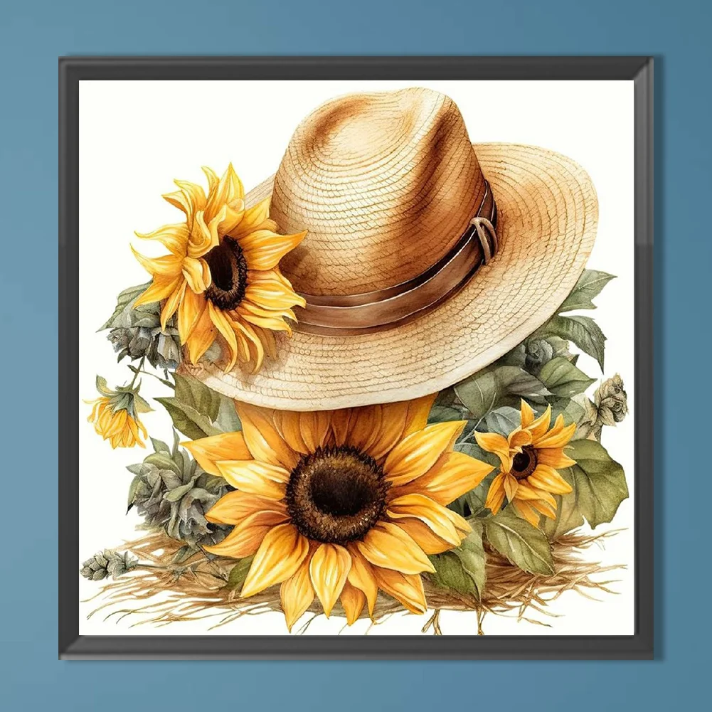 Full Round Diamond Painting 40*40cm - Sunflower Straw Hat