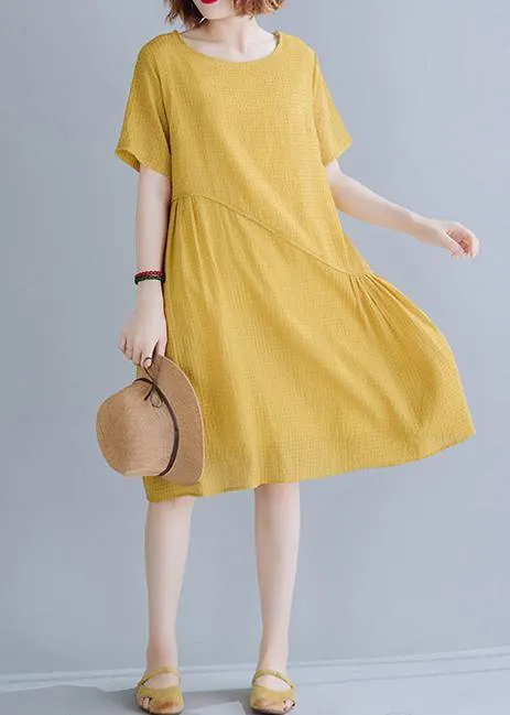Plus Size Yellow asymmetrical design Maxi Summer Chiffon Dress