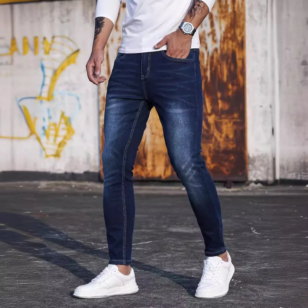 Men's Elastic Jeans Casual Blue Basic Jeans
