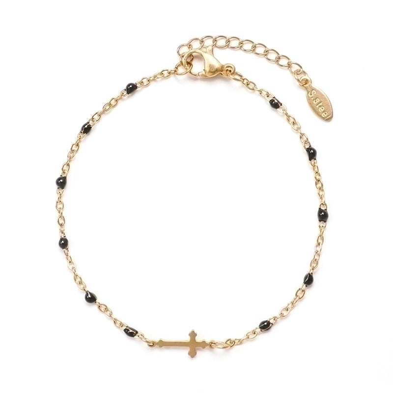 Stainless Steel Minimalist Cross Enamel Plating Bracelets