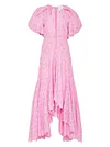 Solid Color Lace Puff Sleeves Bohemian Maxi Dress