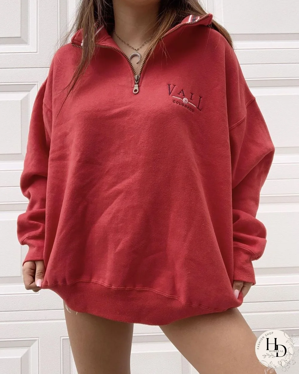 Womens Casual Standing Collar Loose Sweatshirt