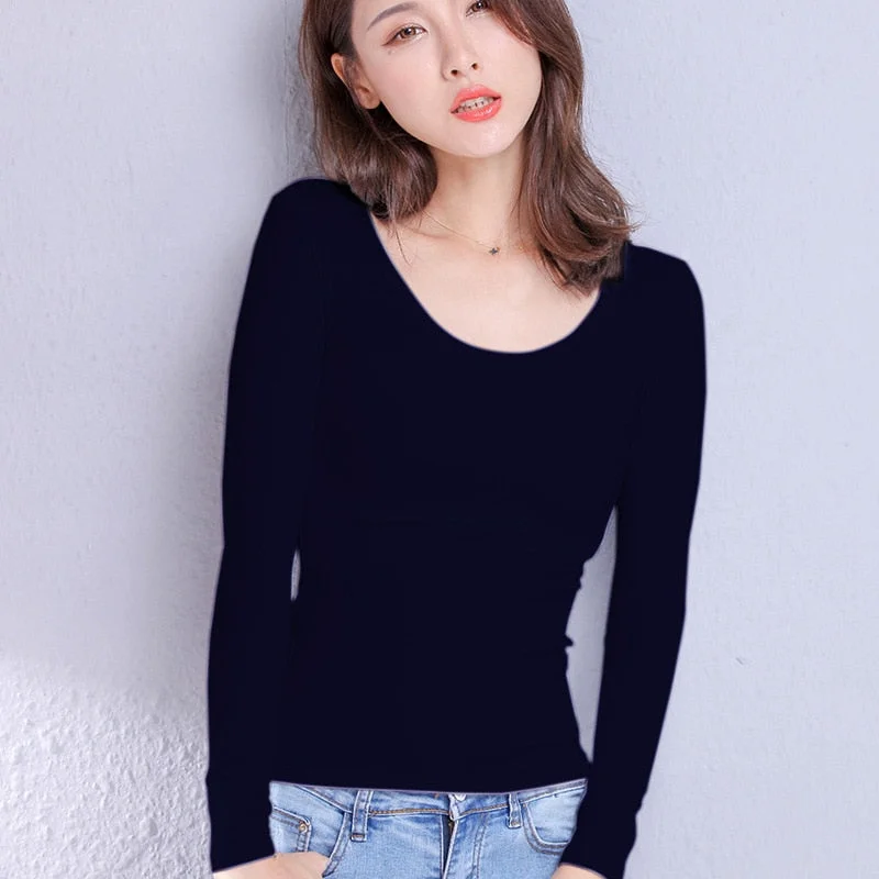 MRMT 2022 Brand New Cotton Women&#39;s T-shirt Long-sleeved Solid Color Women T-shirts Leisure Woman T shirt for Female Tops Tees