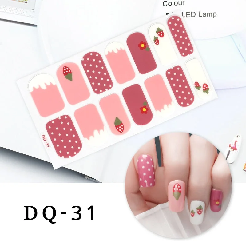Drop Ship Colorful Nail Stickers Full Cover Nail Art Decor Stickers for Nails Self Adhesive Stickers for Women Manicure Gift