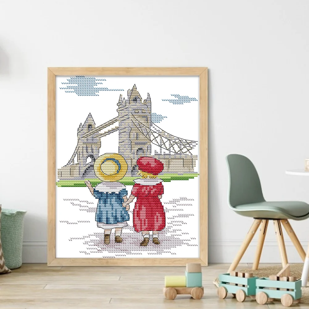 DIY Stamped Cross Stitch 14CT Partial Embroidery 19*27cm - See The Eiffel Tower