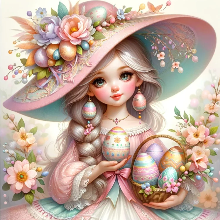 Easter Girl 11CT Stamped Cross Stitch 50*50CM