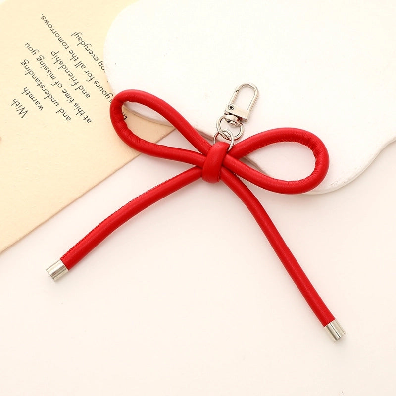 Basic Bow Knot Pu Leather Bag Pendant Mobile Phone Chain Keychain