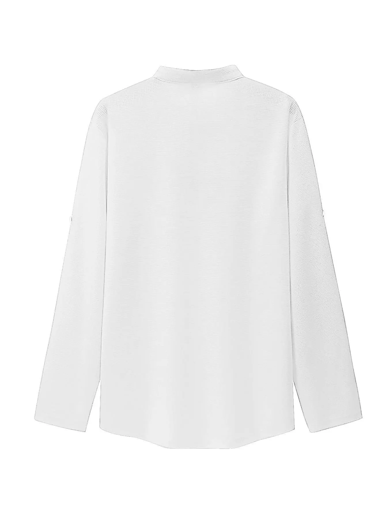 Men's Regular Fit Solid Color Waffle-knit Jacquard Long Sleeve Tee, Casual Comfy Button-front Shirt with Roll-Up Sleeves, Stylish Everyday Wear for Modern, Tops