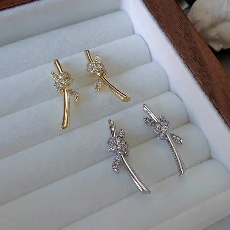 1 Pair Minimalist Solid Color Inlay Copper Zircon Ear Studs