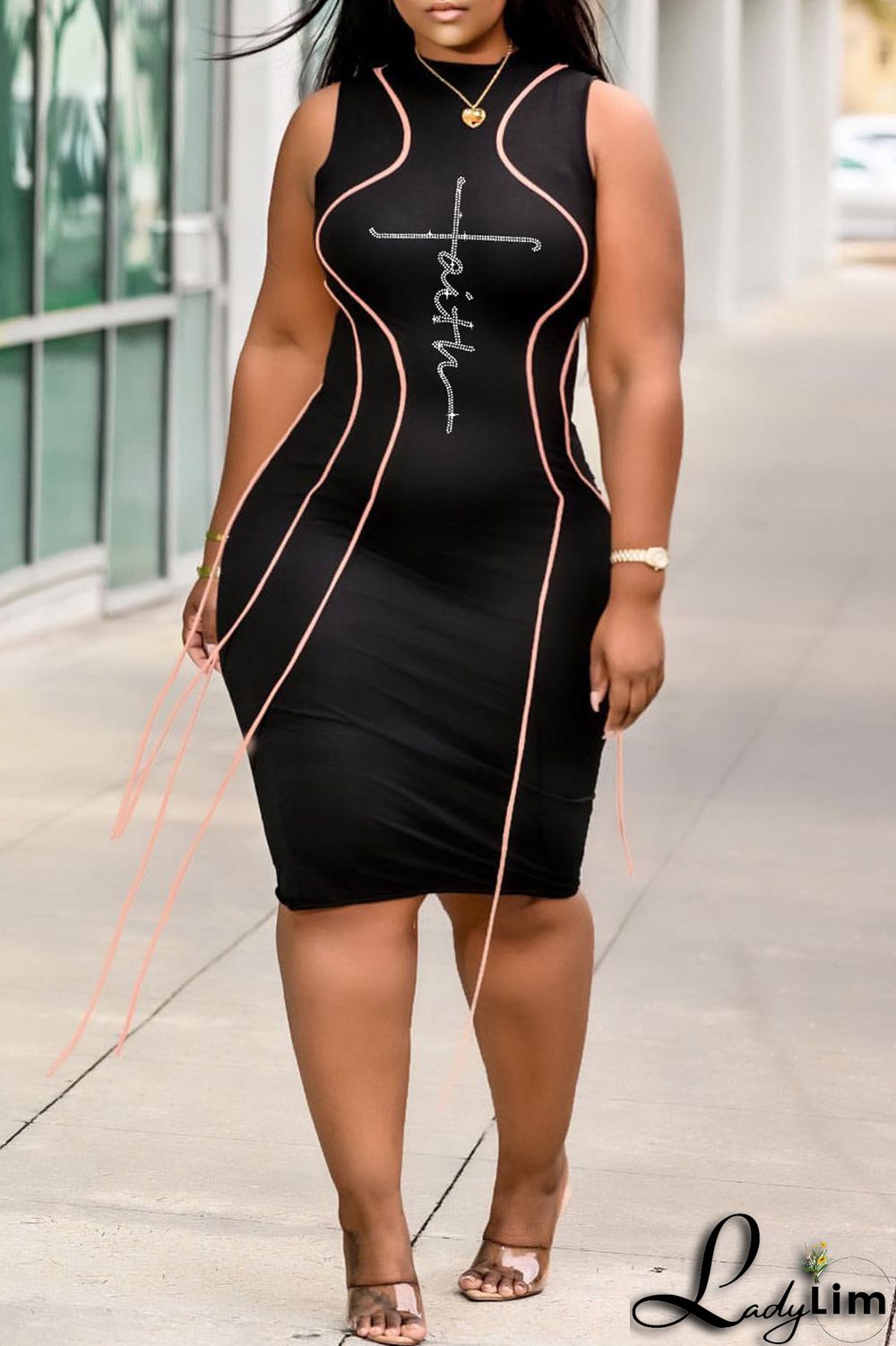 Pink Casual Print Tassel Split Joint O Neck Vest Dress Dresses