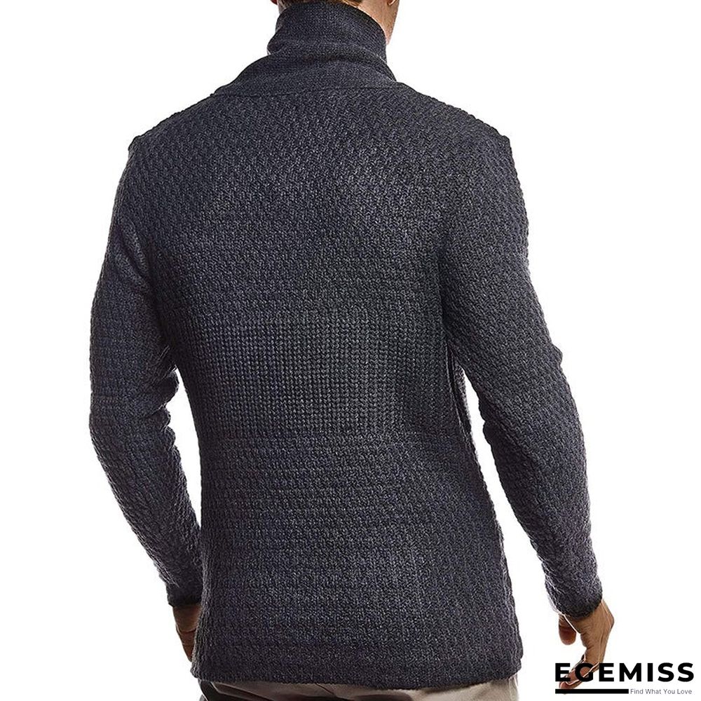 Men's Solid Color Long Sleeve Knitted Cardigan Coat | EGEMISS