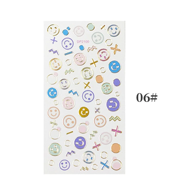 1 Sheet Gold Bronzing Stripe Lines Nail Stickers 3D Net Line Tape Self Adhesive Sliders DIY Manicures Decorations