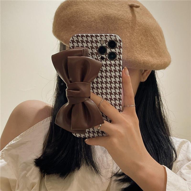 Bowknot Wristband Houndstooth iPhone Case