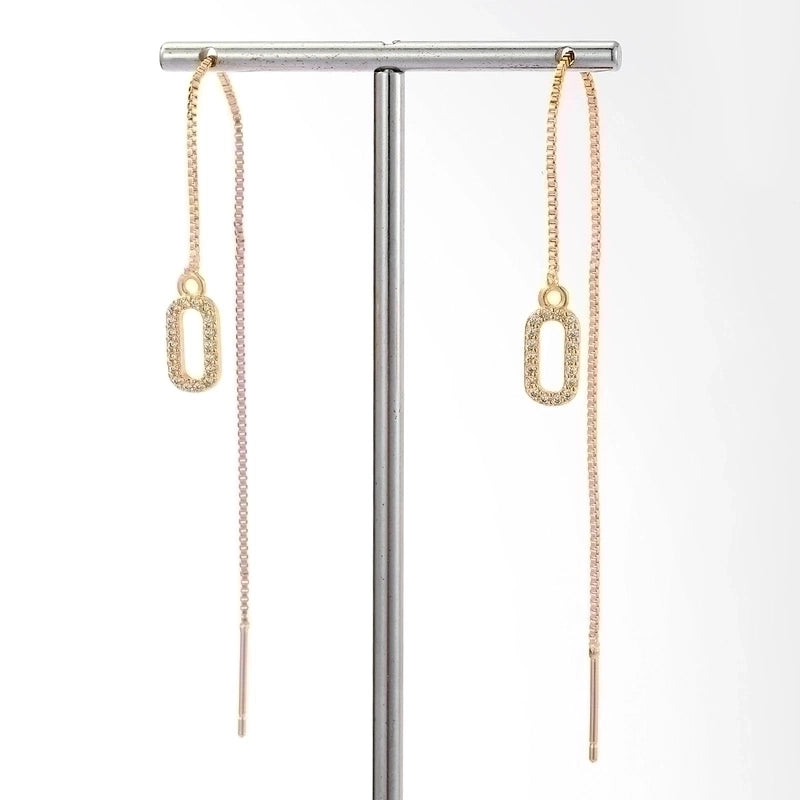 1 Pair Luxurious Minimalist Oval Heart Shape Flower Tassel Plating Inlay 201 Stainless Steel Diamond 18K Gold Plated Ear Line